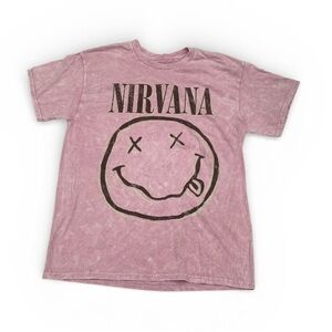 Nirvana Pink Acid Wash T-Shirt Size Large